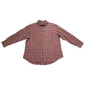 POLO RALPH LAUREN Men Regent Custom Fit Button Shirt Size 18 34/35 Red Plaid